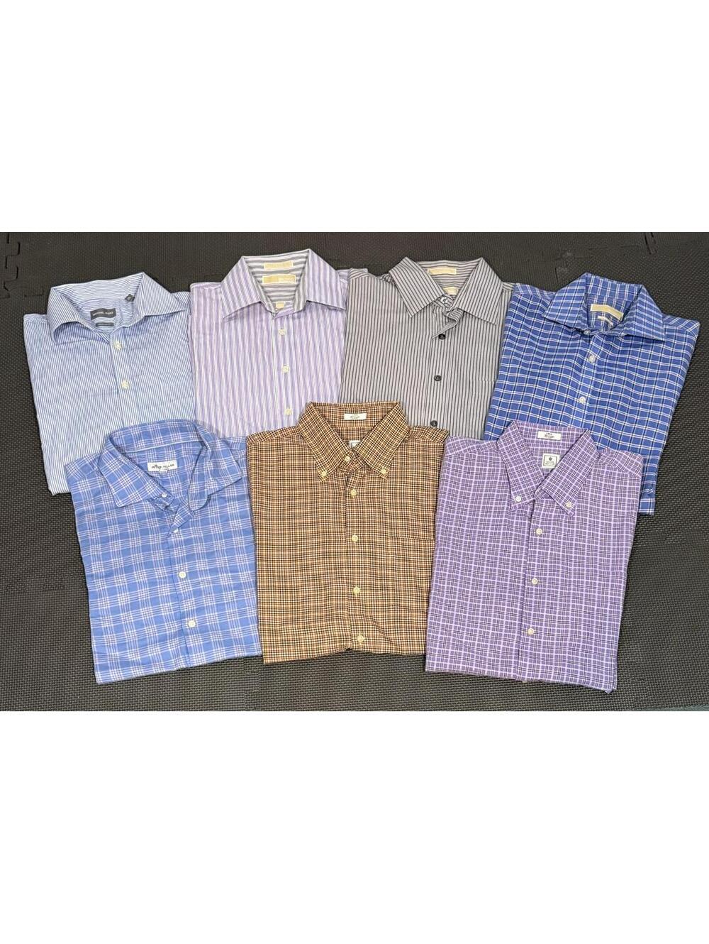 Bundle of 7 Men's Large Long Sleeve Button-Down Shirts Peter Millar Michael Kors
